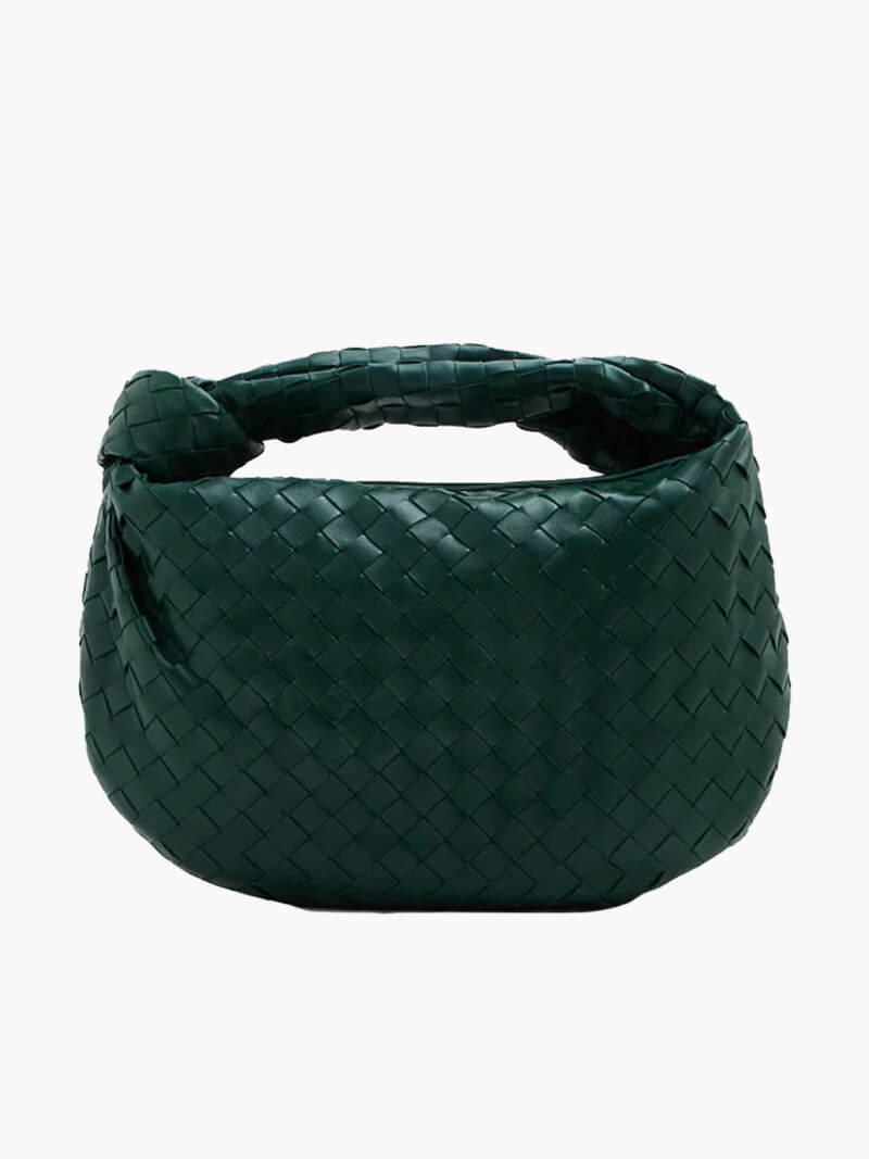 Gevlochten Knoop Nepleer Medium Tas Met Handvat Voor Elegant en Modern Gebruik