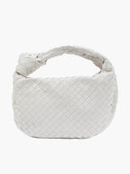 Gevlochten Knoop Nepleer Medium Tas Met Handvat Voor Elegant en Modern Gebruik