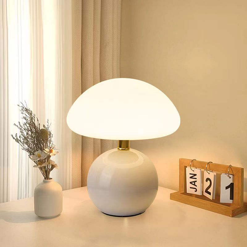Franse Crème Paddenstoel Lamp Keramiek LED Sfeerverlichting Bauhaus Stijl Tafellamp Met Instelbare Kleuren