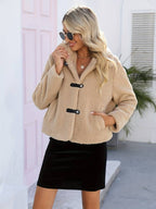 Dames Teddy Jas Beige Winter Stijlvolle en Warme Regular Fit - Tussenjas