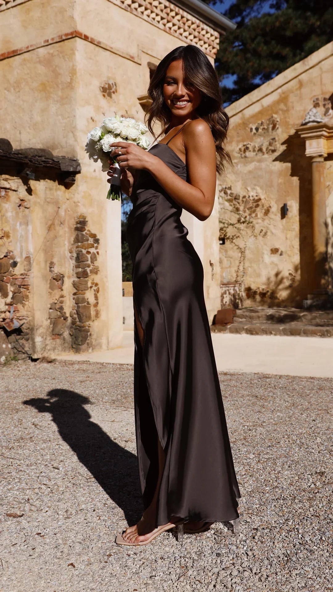 Dames Slip Dress - Zijdeachtige Stof - Rechte Halslijn - Satijnlook met Zijsplit
