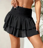 Dames Mini Rok - Gelaagde Volants - Elastische Taille - Boho Print - Comfort Fit