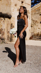 Dames Slip Dress - Zijdeachtige Stof - Rechte Halslijn - Satijnlook met Zijsplit
