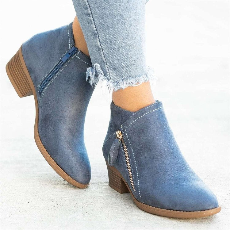 Celeste halfhoge suède laarzen met ritssluiting - Trendy veganistische suède schoenen voor stijlvol comfort